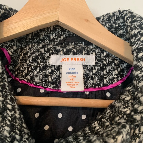 Black & White Button Up Tweed Trench Coat - Picture 7 of 8